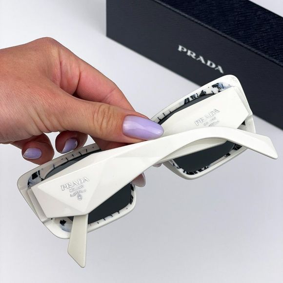 Prada PR08YS 02V5S0 Sunglasses White Havana Black Gray Cat Eye Unisex main image 12
